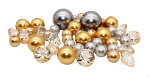 Камешки кристалы мелкие жемчужины и золото 120гр KS-4381