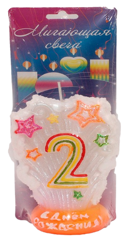 Свеча Цифра 2 Мигающая Салют 3502