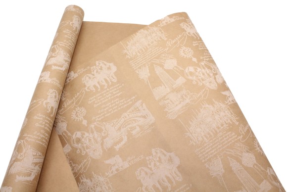 Бумага крафт Европа венеция белый на коричневом 70см*8,5