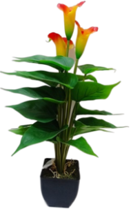 Калла в горшке Оранжевая 42см Искусственная Арт-07702428