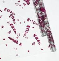 Пленка прозрачная с рисунком Лаванда Прованс Бело-Фуксия 70см/200гр