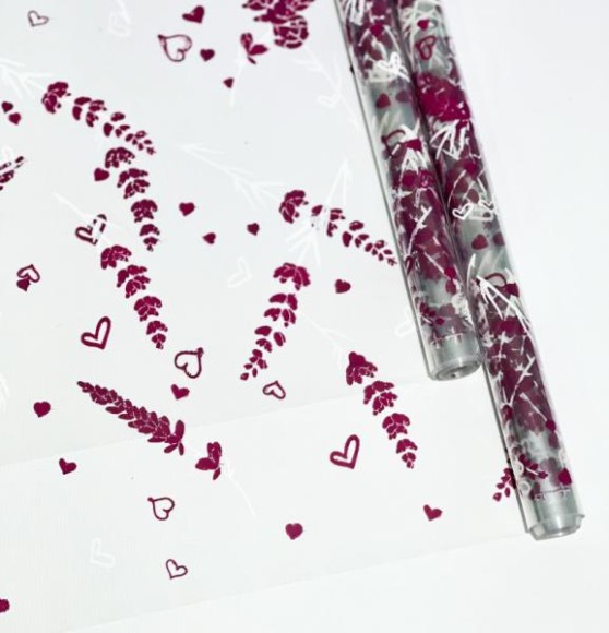 Пленка прозрачная с рисунком Лаванда Прованс Бело-Фуксия 70см/200гр Пленка прозрачная с рисунком Лаванда Прованс Бело-Фуксия 70см/200гр