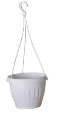 Горшок Формовка подвесной 3,7лит D-21см Белый + Крючок L-45см с поддоном