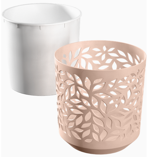 Горшок Leaves 2,5лит Пудра/Белый (с дренажной системой)