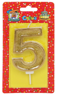 Свеча Цифра 5 Золотой глиттер Арт-5979