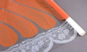 Пленка матовая Кружево 70см Оранжево-Белая 200гр