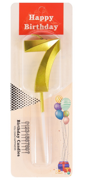 Свеча Цифра 7 Золотой Стиль Арт-2970