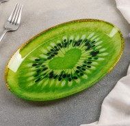 Тарелка стекляная овальная Романтичный киви Арт-4541019 D-24.5см