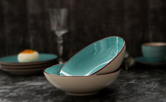 Тарелка керамическая глубокая Морской мир Голубая d=18см Арт-4933198