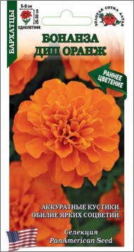Цветы Бархатцы Бонанза Дип Оранж ЦВ/П (СОТКА) 10шт однолетник отклоненные 25-30см