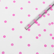 Пленка прозрачная с рисунком Горошины Розовые 70см/8м