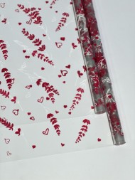 Пленка прозрачная с рисунком Лаванда Прованс Бело-Розовая 70см/200гр