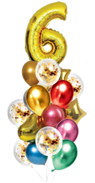 Фонтан из шаров ДР 6 лет 21шт латекс+фольга Арт-5414603