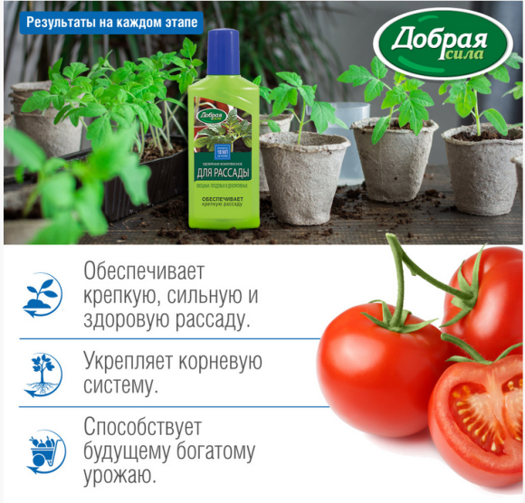 Удобрение Добрая сила Рассада 250мл (1уп/24шт) min 5шт