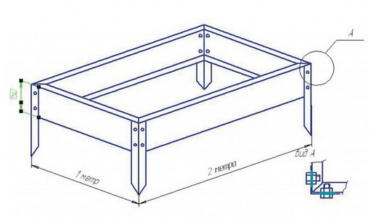 Клумба Оцинкованная 195*70*15см Зелёная Greengo Арт-9460081 Грядка