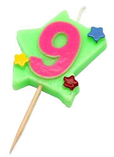 Свеча Цифра 9 Звездочки (цвета микс) 635695