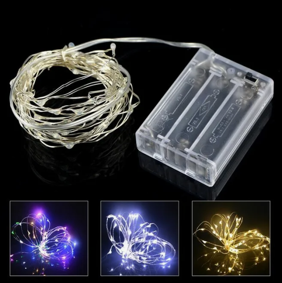 Электрогирлянда под батарейки 5м Жёлтый свет Арт-3401