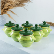Горшки духовые Набор Зелёные 6шт*500мл Арт-5307307