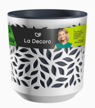 Горшок Leaves 2,5лит Белый/Антрацит (с дренажной системой)