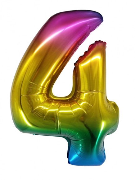 Шар ЦИФРА фольгированный № 4 34"86см Радужный градиент