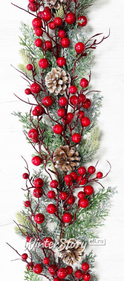 Гирлянда Хвоя 180см с Ягодами и шишками