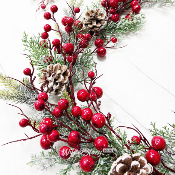 Гирлянда Хвоя 180см с Ягодами и шишками