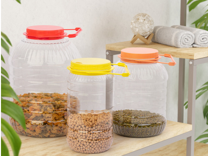 Банка пластиковая 5лит со съёмной ручкой М-494