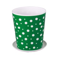 Горшок Горошек 2лит Бело-Зелён с поддоном М-2745/ БАШ