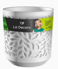 Горшок Leaves 1,25лит Белый/Белый (с дренажной системой)