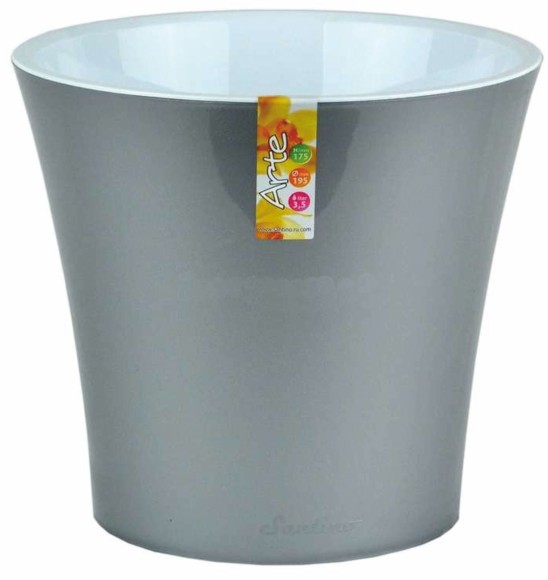 Горшок Santino АРТЕ 5лит Металлик-Белый (с дренажной системой)