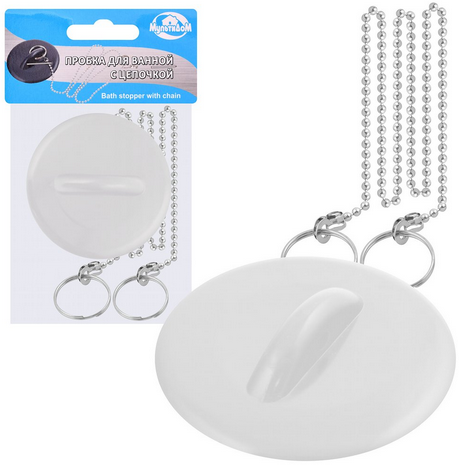 Пробка для ванны с цепочкой Уайт Арт-МГ34-5
