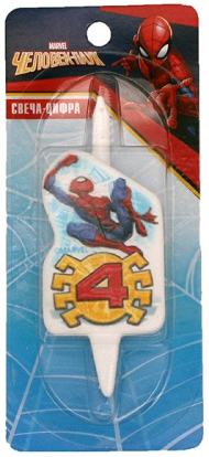 Свеча Цифра 4 Человек-паук 3534
