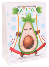 Сумочка пакет картон 260*320*100мм Авокадо на качели Арт-3137 L