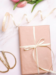 Лента Атласная 10мм*25ярд Кремовая