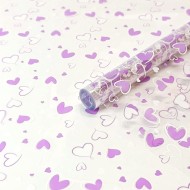 Пленка прозрачная с рисунком Сердечки-2 Бело-Сиреневая 70см/200гр