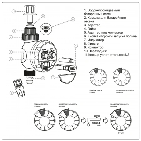 Капельный полив Жук от водопровода Автомат на 30 растений (с таймером) Арт-8211-00