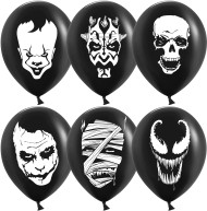 Шар латексный 12/30см пастель Мрачный клоун черный 1уп/25шт Арт 612867