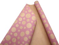 Бумага крафт Европа шары большие розовый на коричневом 70см*8,5