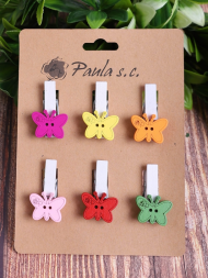 Прищепка Бабочки Цветные Арт-70147 (1уп/6шт) Цена за штуку
