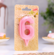 Свеча цифра 6 Грань Розовая Арт-4013