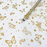 Пленка прозрачная с рисунком Летящие Бабочки Золото 70см/200гр