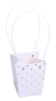 Сумочка для горшечных цветов 120*80*125мм Ромбы Белая