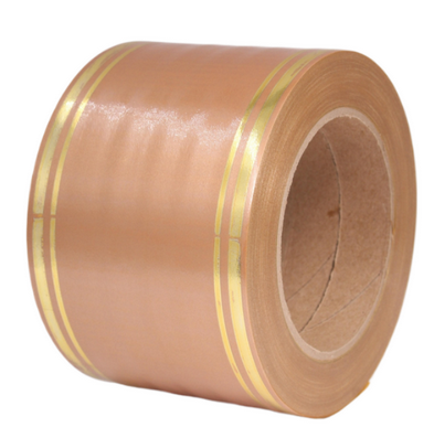 Лента Золотая полоса Лаковая с рисунком 8см*50ярд Бронзовая