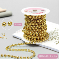 Бусы на нитях Золото плоские 6мм 9 ± 1м Арт-4327366