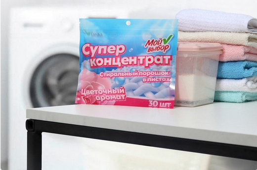 Порошок стиральный в листах Мой выбор Цветочный 30листов Арт-9772397 Порошок стиральный в листах Мой выбор Цветочный 30листов Арт-9772397