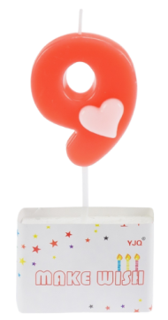 Свеча Цифра 9 с Сердечком Арт-С-2998