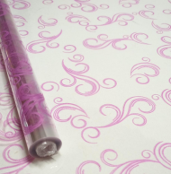 Пленка прозрачная с рисунком Завитки Фуксия 70см/200гр