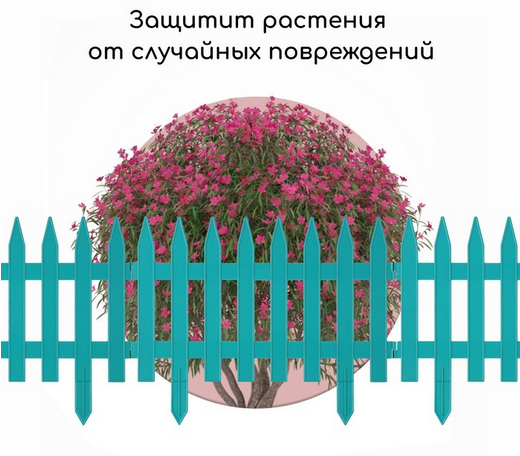 Заборчик пластиковый GOTIKA Бирюзовый 420*350мм (5секций) 210см