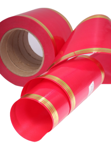 Лента Золот полоса 10см*50ярд Малиновая