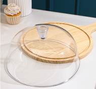 Блюдо деревянное для подачи с ручкой Доляна Арт-7998211 (D-28см)